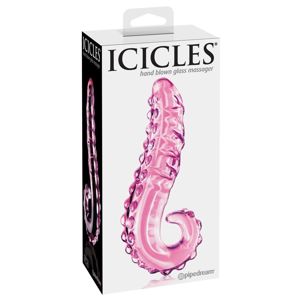 Embossed Glass Dildo Icicles #24 Pink