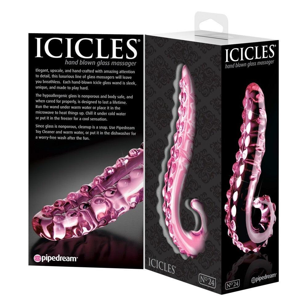 Embossed Glass Dildo Icicles #24 Pink