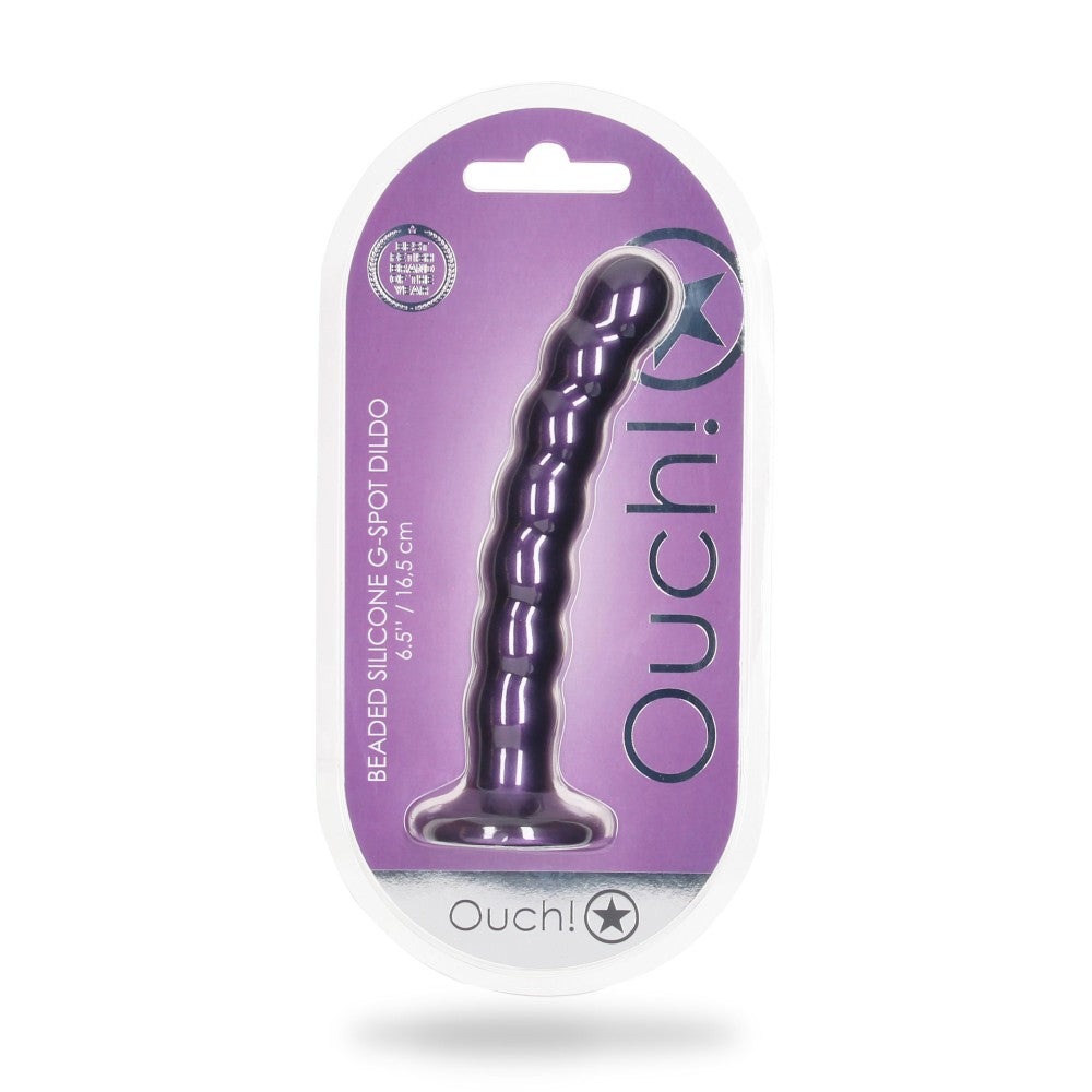 Embossed Silicone Vacuum Base Dildo Ouch! Purple