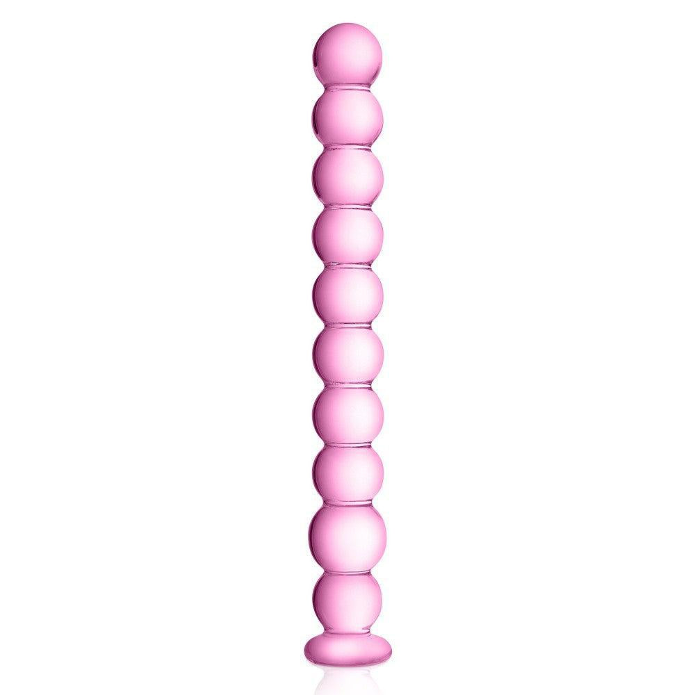 Glossy #18 Beaded Glass Dildo Pink