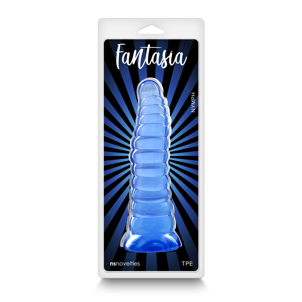 Embossed jelly dildo with vacuum base Fantasia Nymph blue