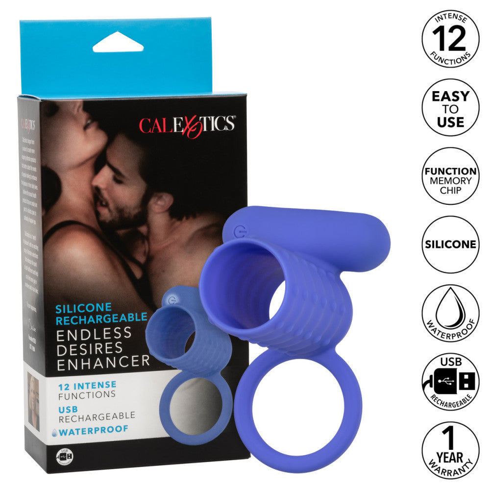 Endless Desires Silicone Vibrating Penis Enlarger Blue
