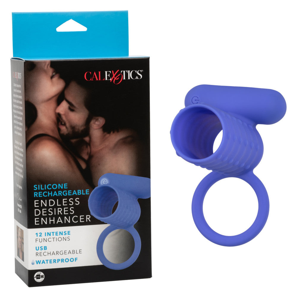 Endless Desires Silicone Vibrating Penis Enlarger Blue