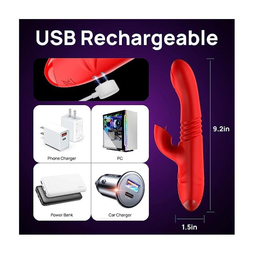 Engily Ross Velvet Red Clitoris Stimulator Tongue Thrusting Vibrator