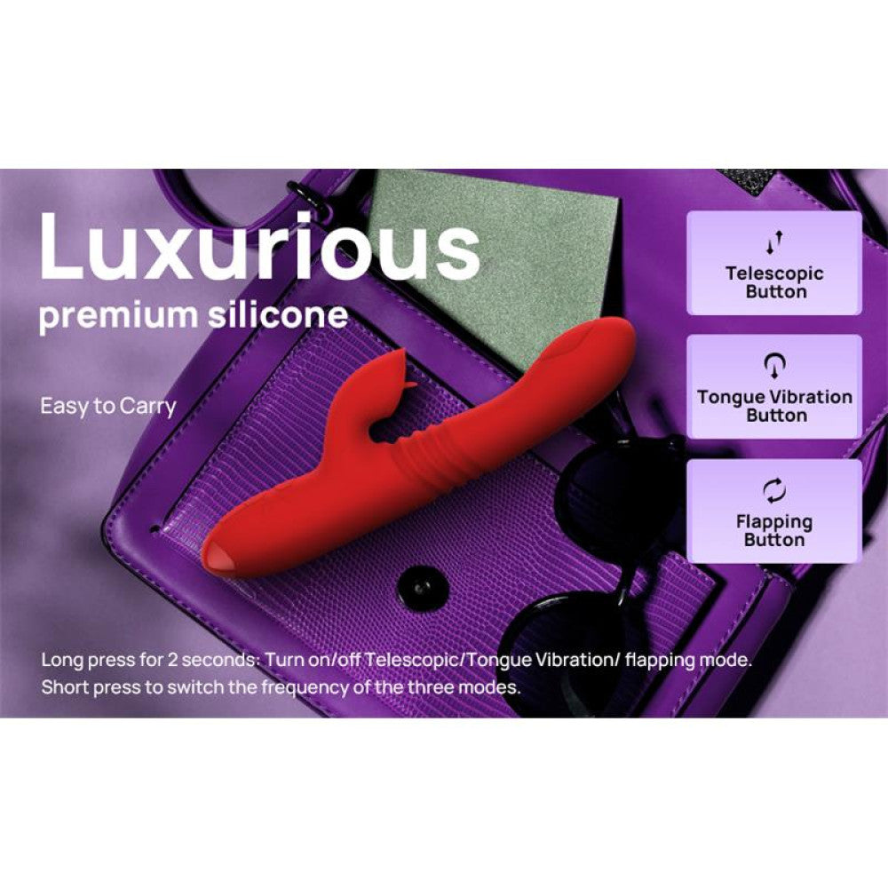 Engily Ross Velvet Red Clitoris Stimulator Tongue Thrusting Vibrator