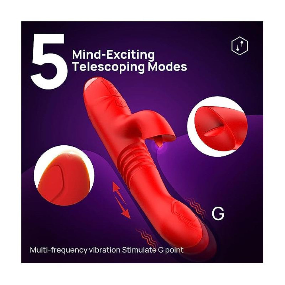 Engily Ross Velvet Red Clitoris Stimulator Tongue Thrusting Vibrator