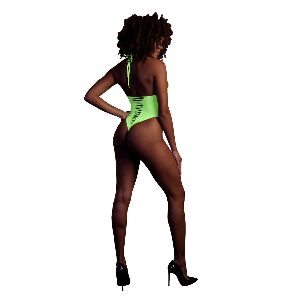 Erotic Crotchless Bodysuit Ouch! Glow In The Dark Neon Green