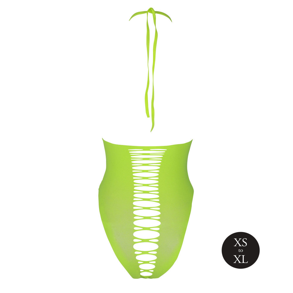 Erotic Crotchless Bodysuit Ouch! Glow In The Dark Neon Green
