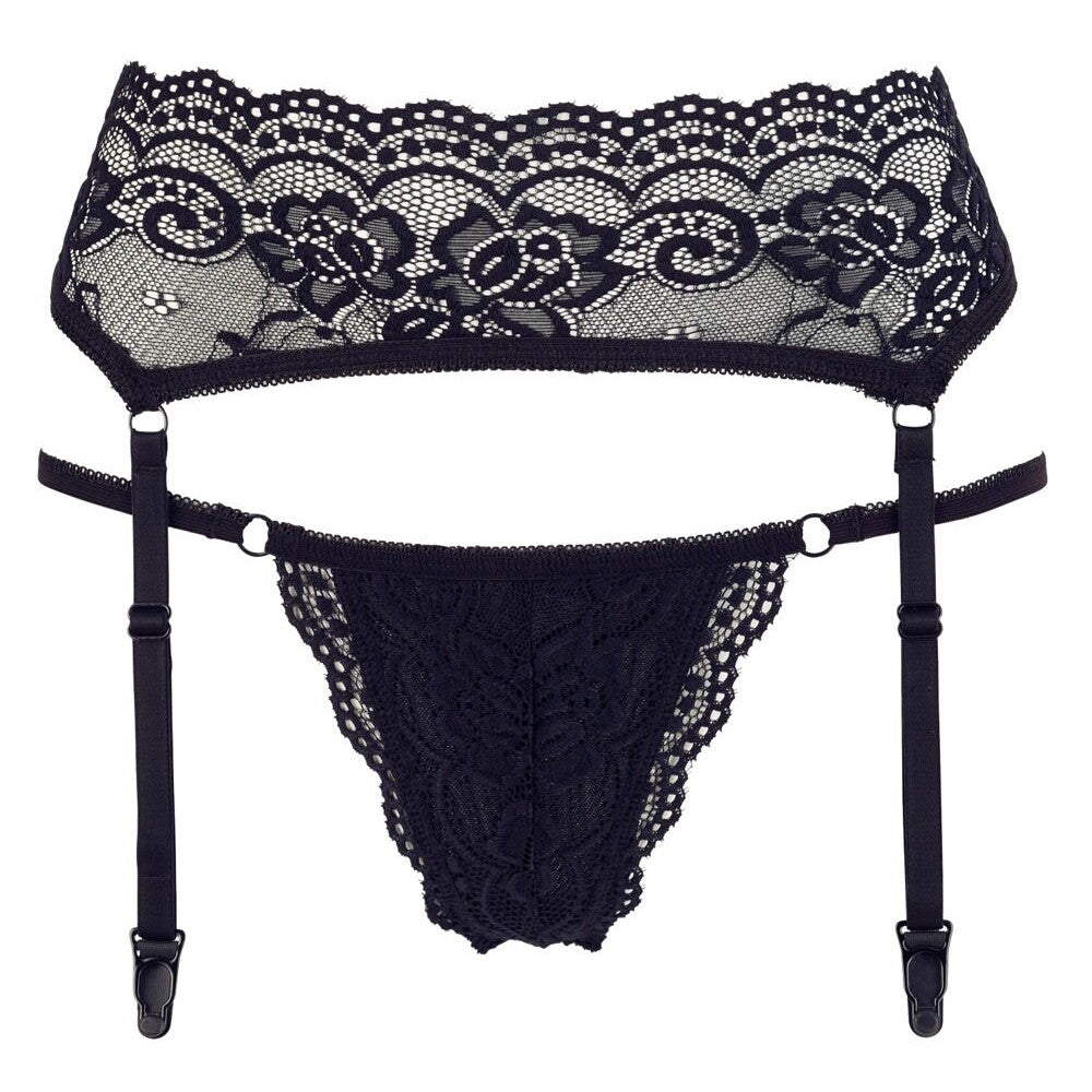 Cottelli Erotic Lace Garter Belt & Thong Set