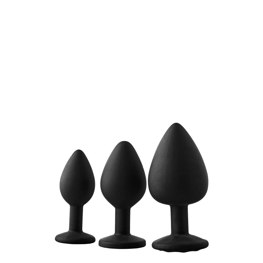 FantAsstic Set of 3 Silicone Butt Plugs with Crystal