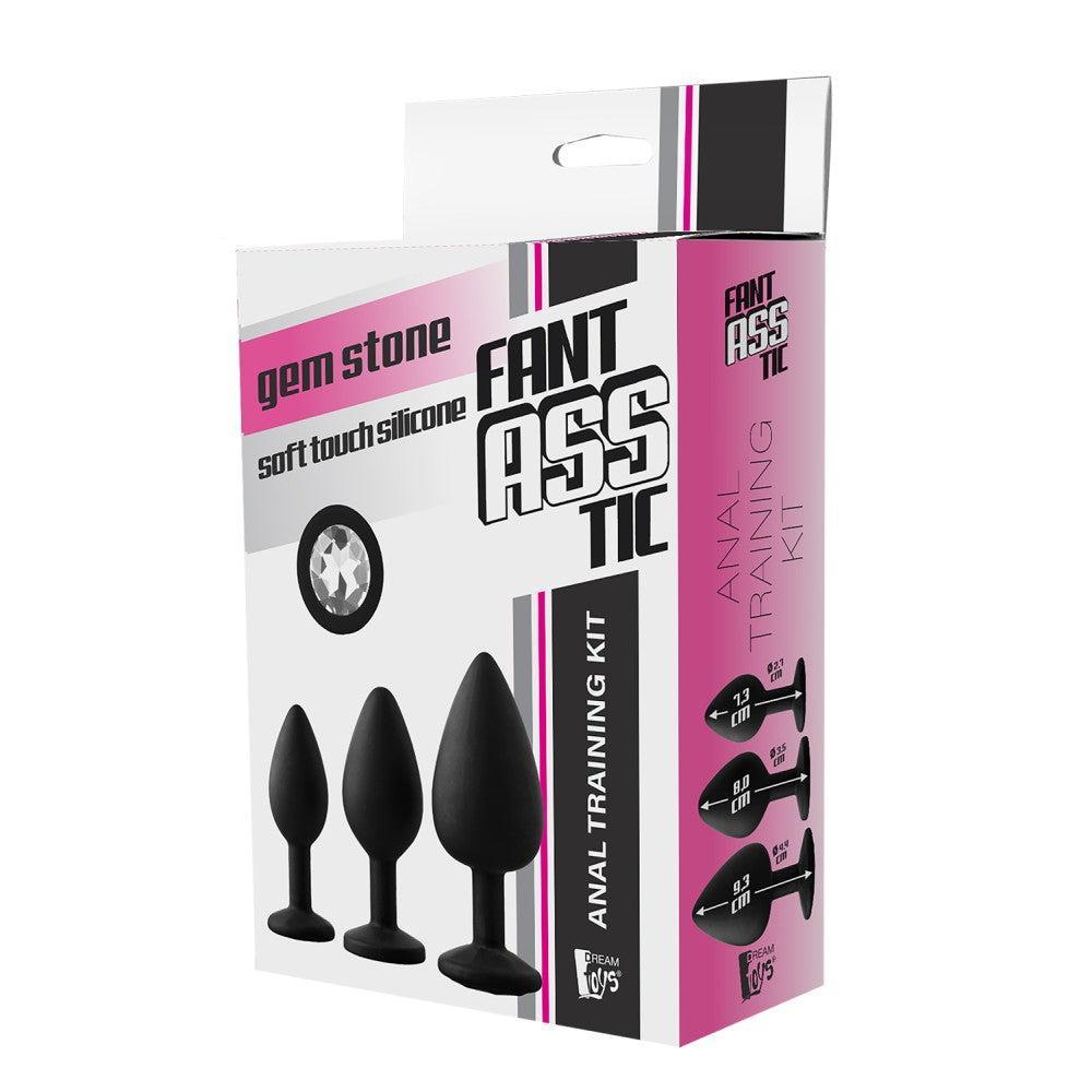 FantAsstic Set of 3 Silicone Butt Plugs with Crystal