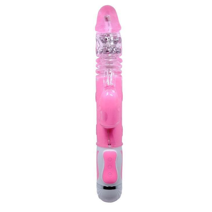 Fascination pearl rabbit vibrator with movable thrusting head