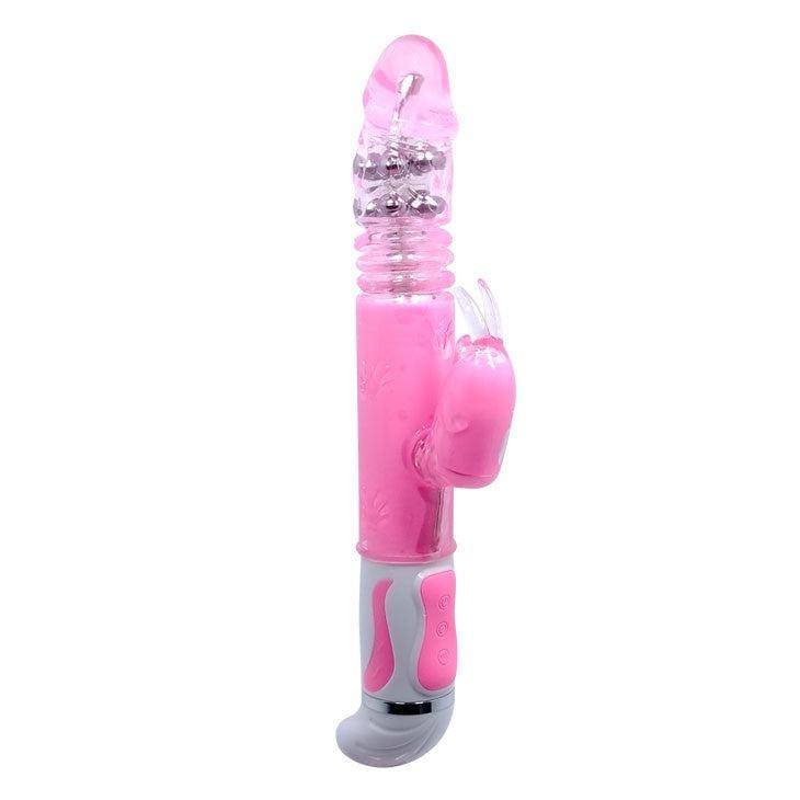 Fascination pearl rabbit vibrator with movable thrusting head
