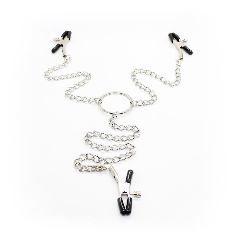Fetish Addict Nipple & Clit Clamps with Chain