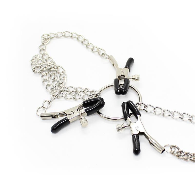 Fetish Addict Nipple & Clit Clamps with Chain