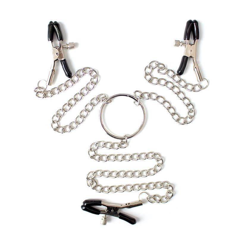Fetish Addict Nipple & Clit Clamps with Chain