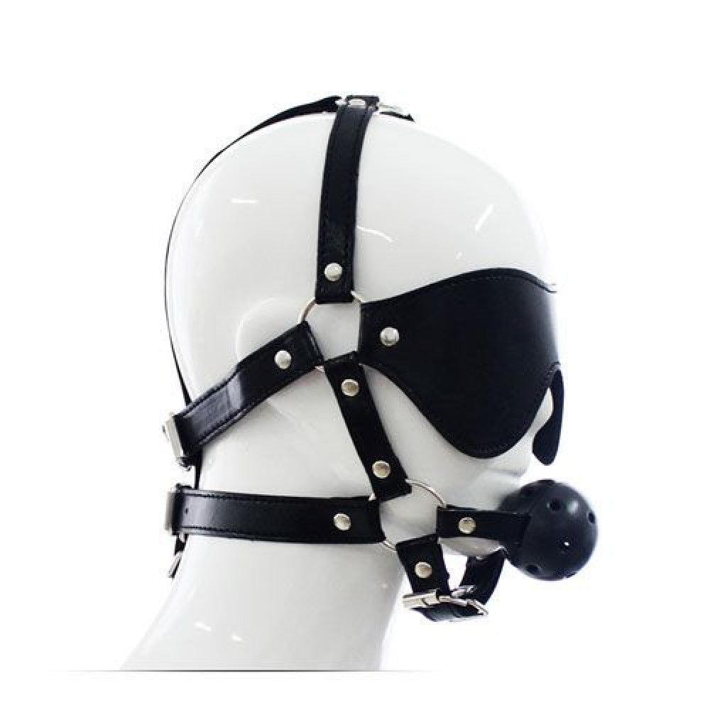 BDSM Face Harness, Ball Gag & Eye Mask