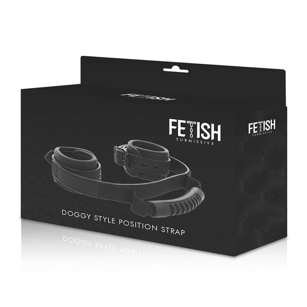 Fetish Submissive BDSM Handcuffs with Handle Black