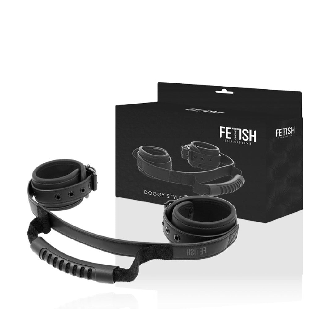Fetish Submissive BDSM Handcuffs with Handle Black