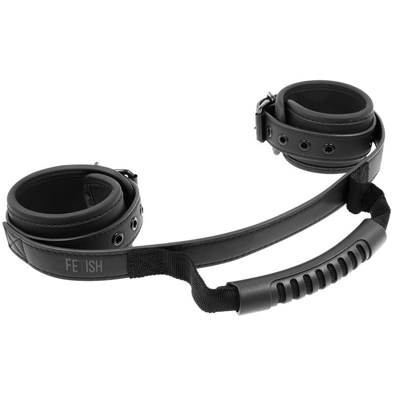 Fetish Submissive BDSM Handcuffs with Handle Black
