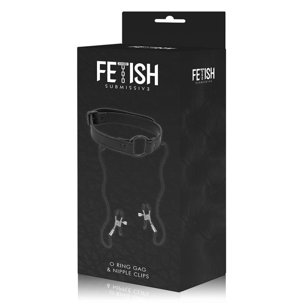 Fetish Submissive Mouth Ring with Nipple Clamps
