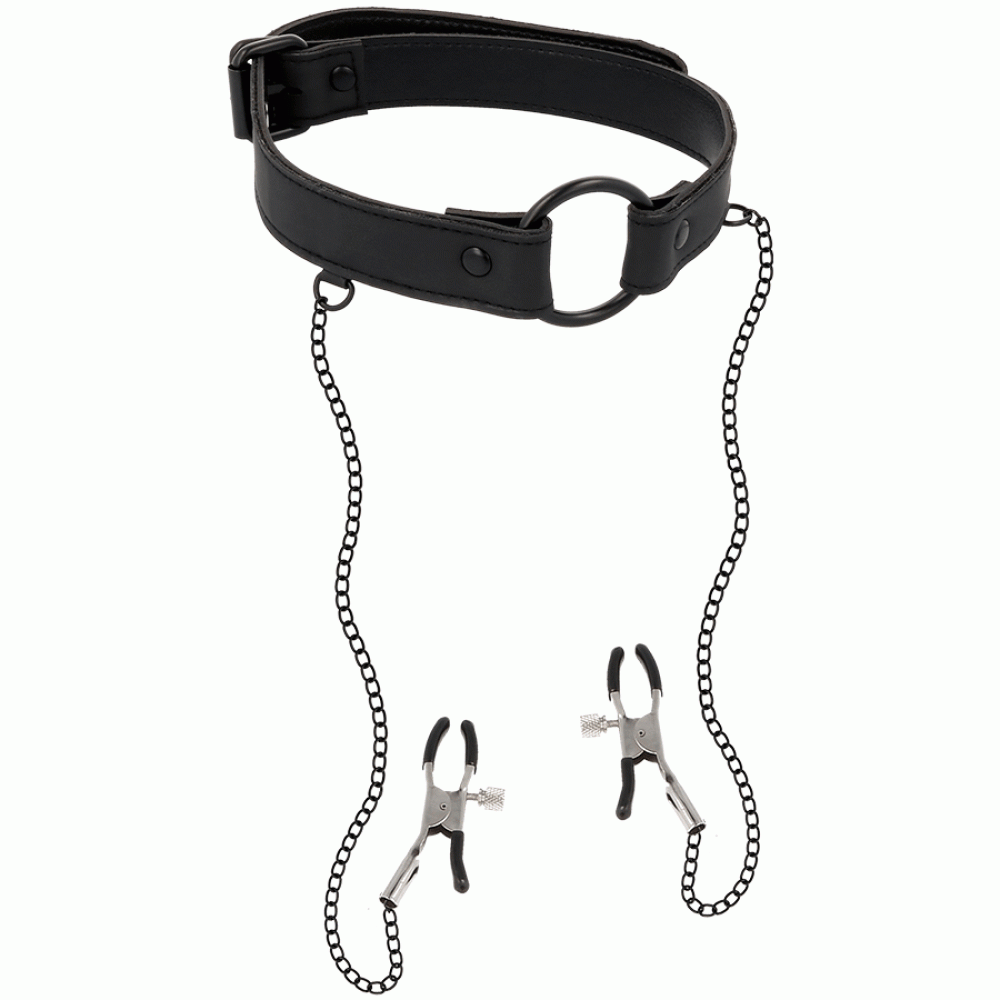 Fetish Submissive Mouth Ring with Nipple Clamps