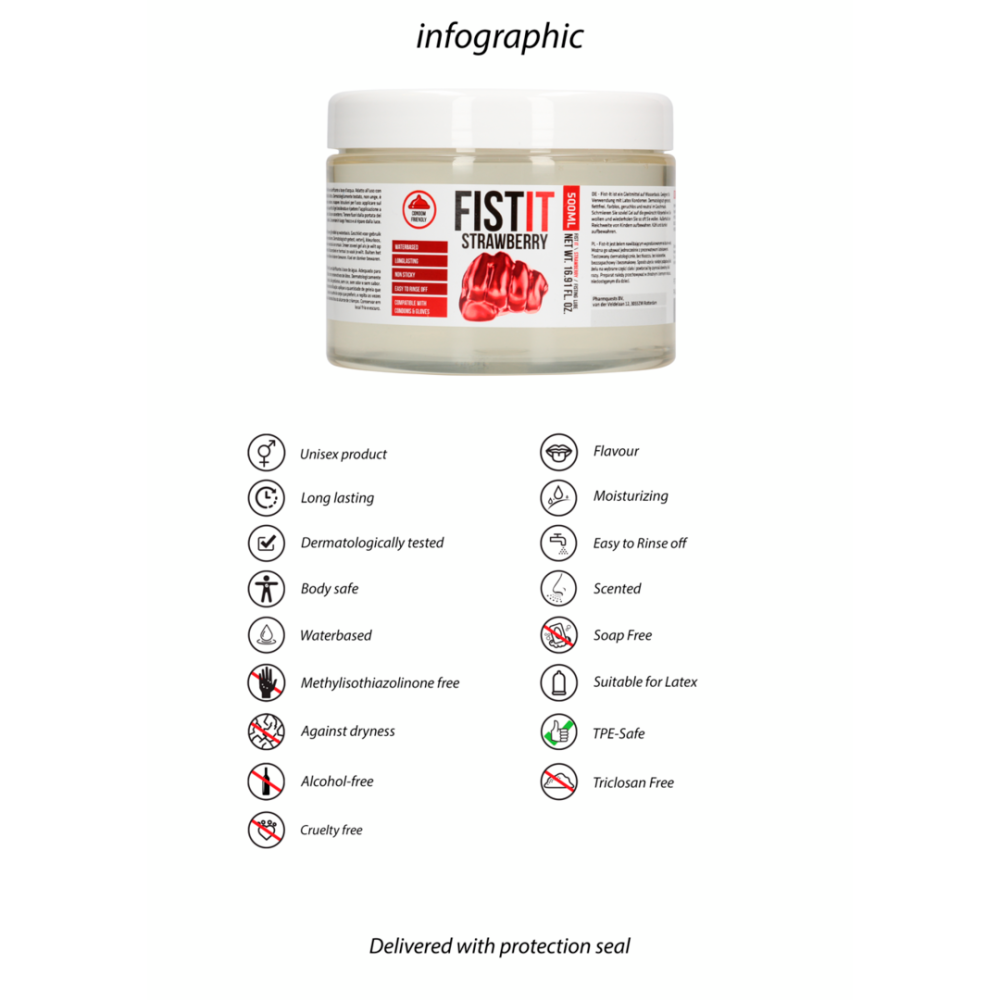 Fist It Strawberry Fisting Gel Lubricant 500ml