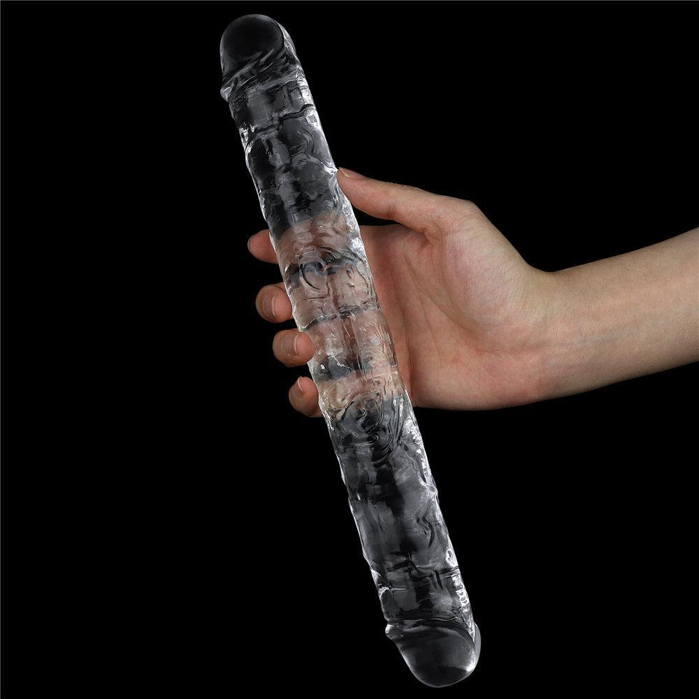 Flawless Clear Flexible Double Dildo 12"