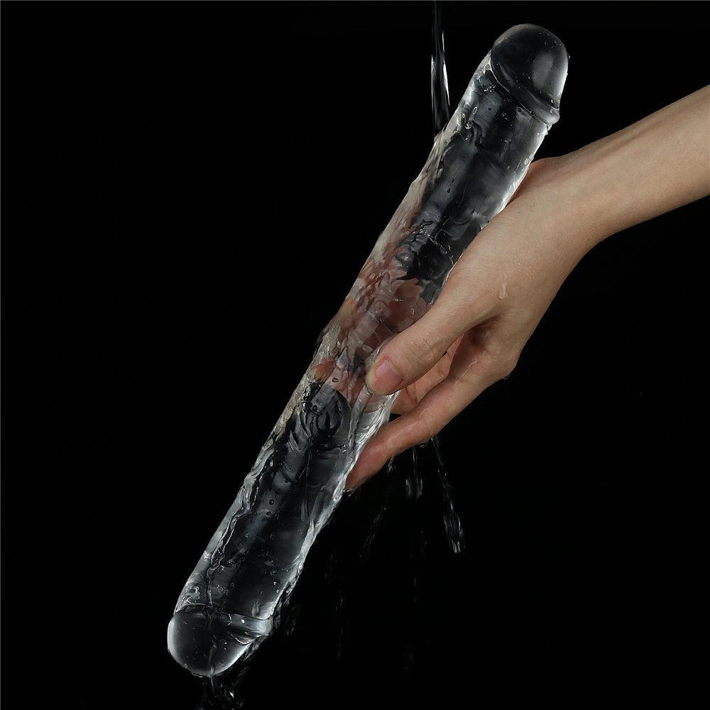 Flawless Clear Flexible Double Dildo 12"