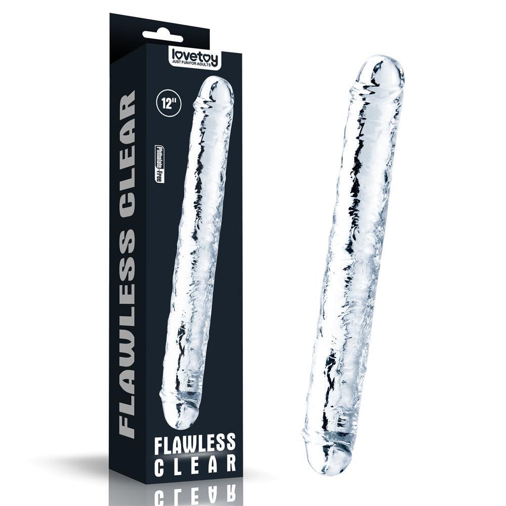 Flawless Clear Flexible Double Dildo 12"