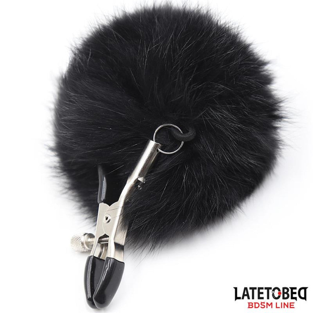 Fluffy Fur Ball Nipple Clamps