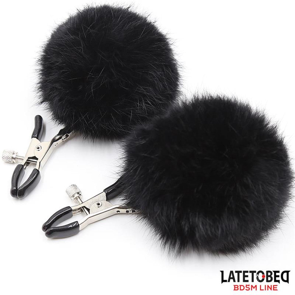 Fluffy Fur Ball Nipple Clamps