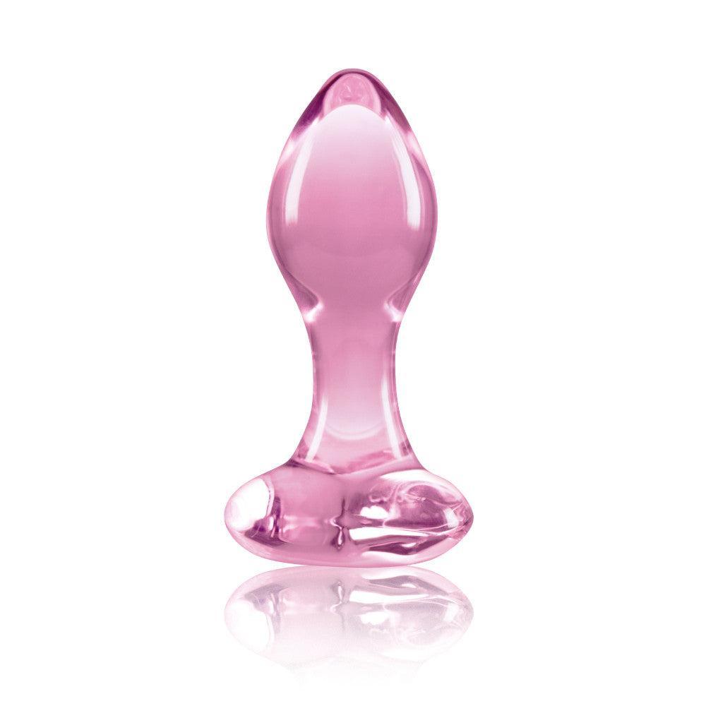 Glass Butt Plug Crystal Heart Pink