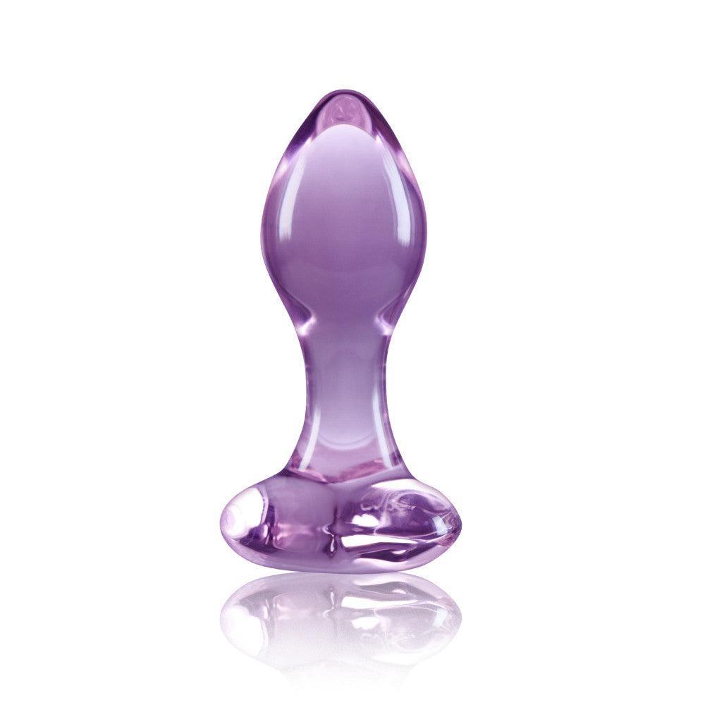 Glass Butt Plug Crystal Heart Purple