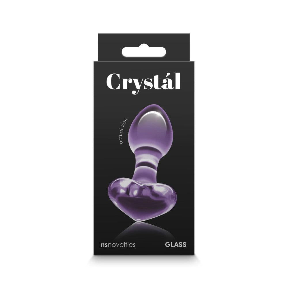 Glass Butt Plug Crystal Heart Purple