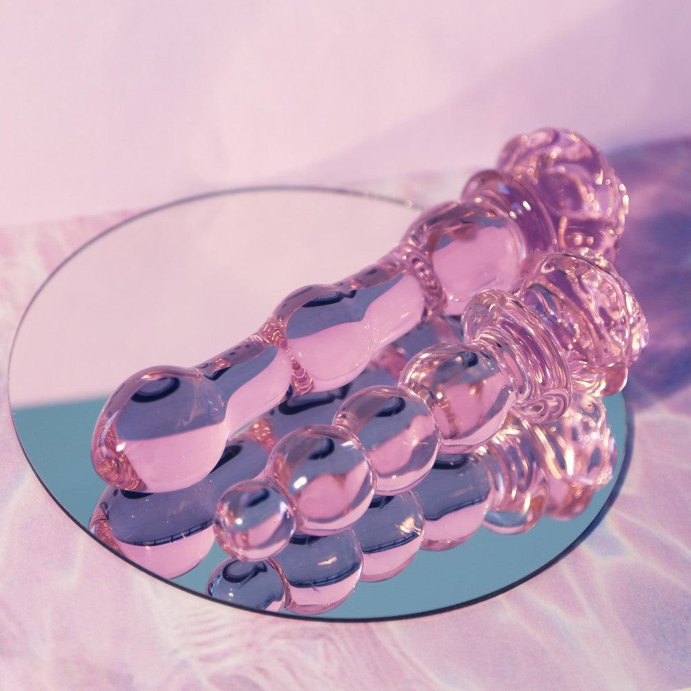 Rosebud Rose Shaped Beaded Glass Butt Plug