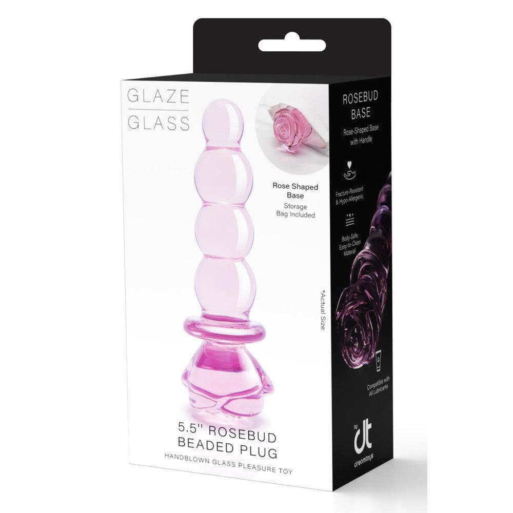 Rosebud Rose Shaped Beaded Glass Butt Plug