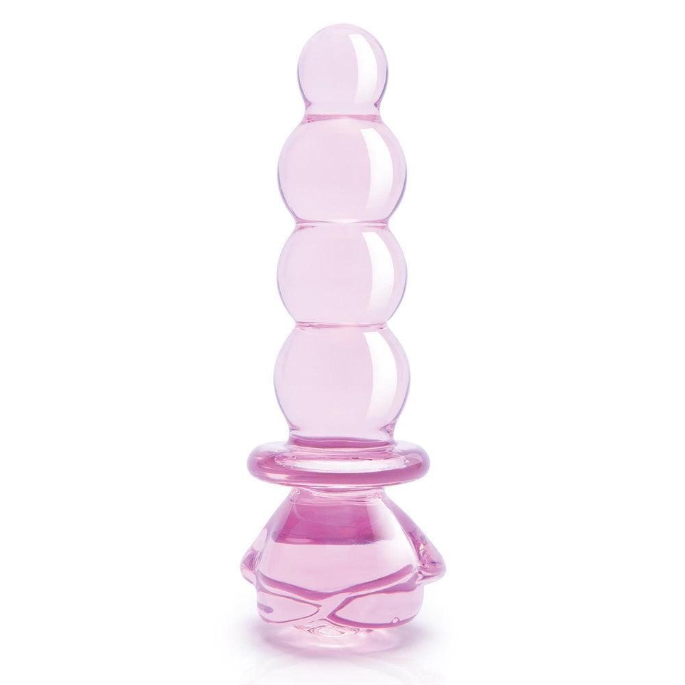 Rosebud Rose Shaped Beaded Glass Butt Plug
