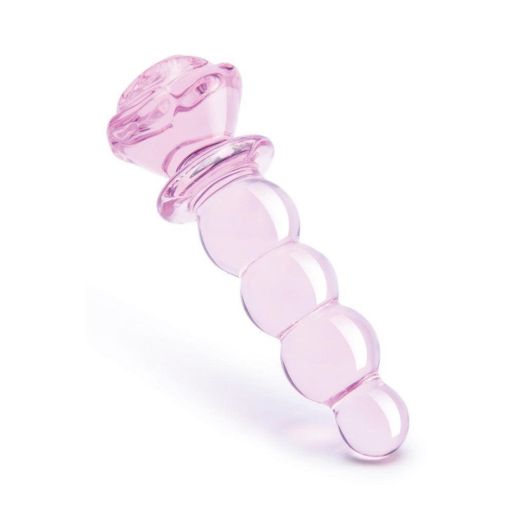Rosebud Rose Shaped Beaded Glass Butt Plug