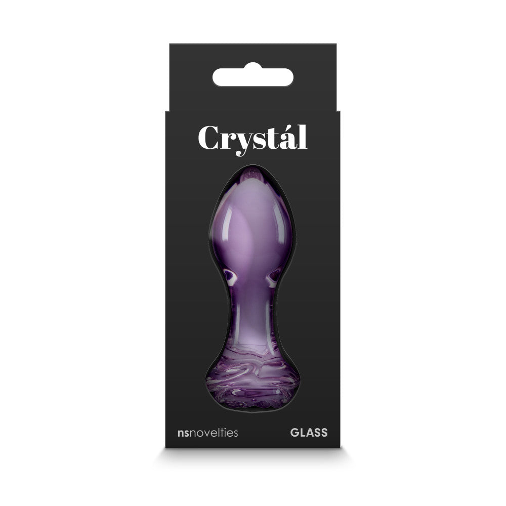 Glass Butt Plug With Rose Crystal Purple