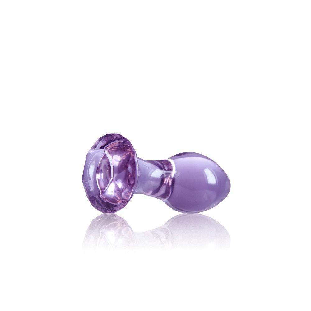 Glass Butt Plug Diamond Crystal Purple