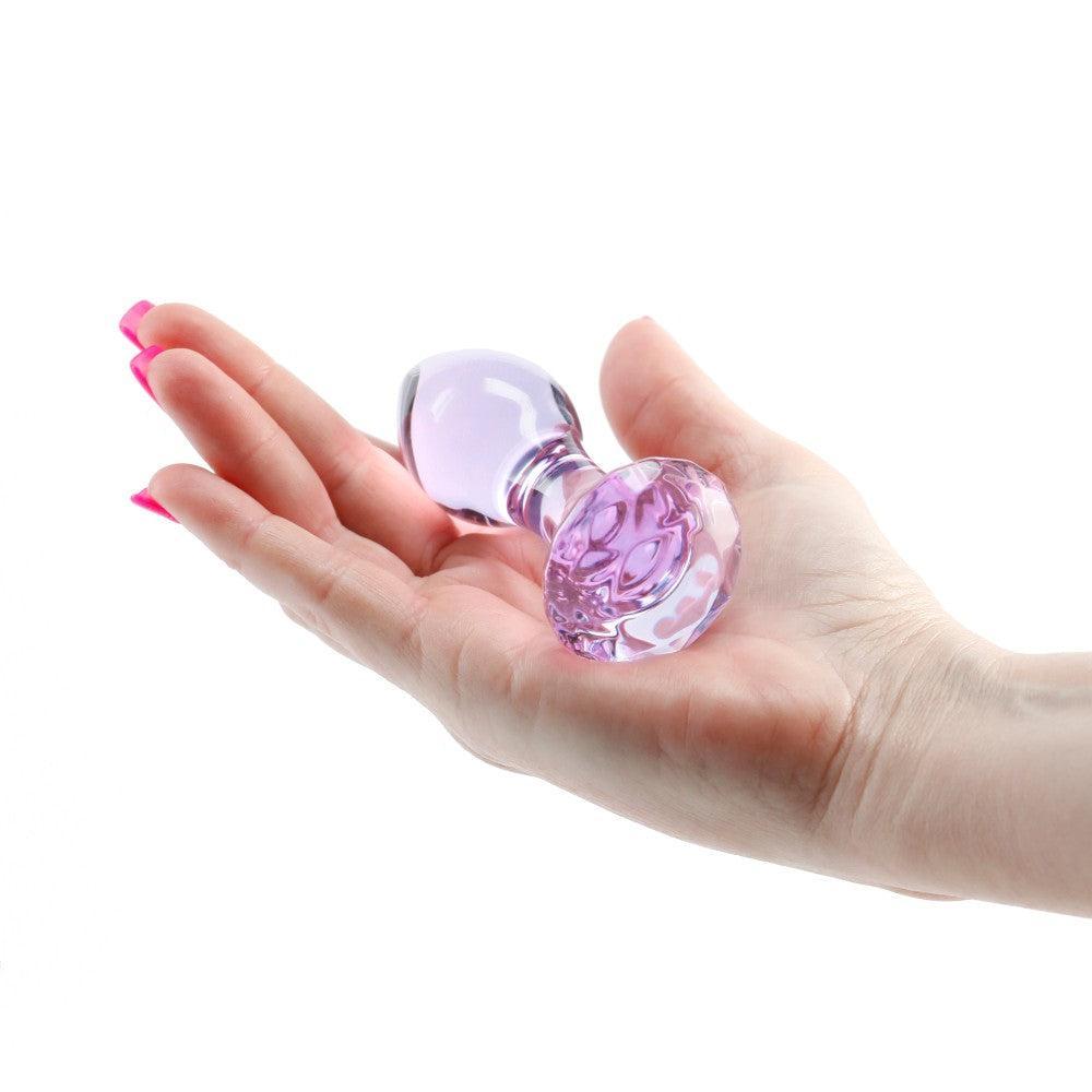 Glass Butt Plug Diamond Crystal Purple