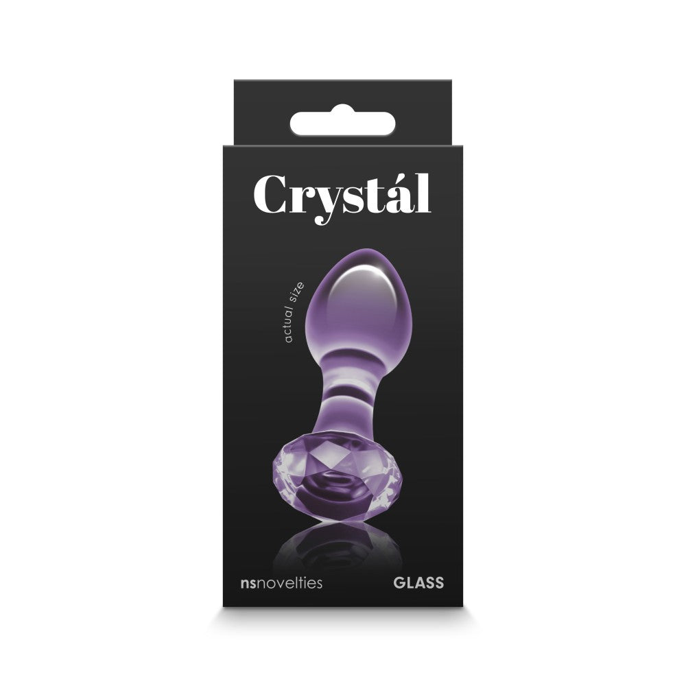 Glass Butt Plug Diamond Crystal Purple