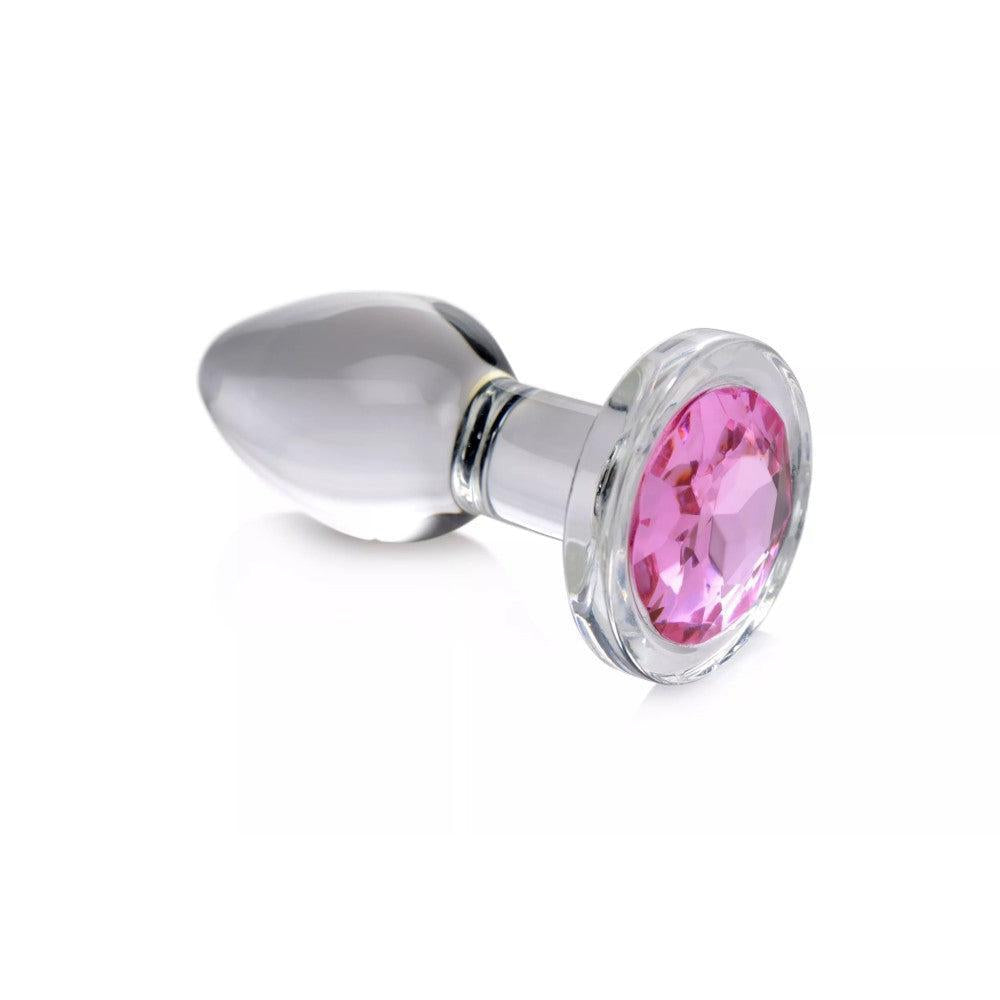 Glass Butt Plug with Pink Crystal