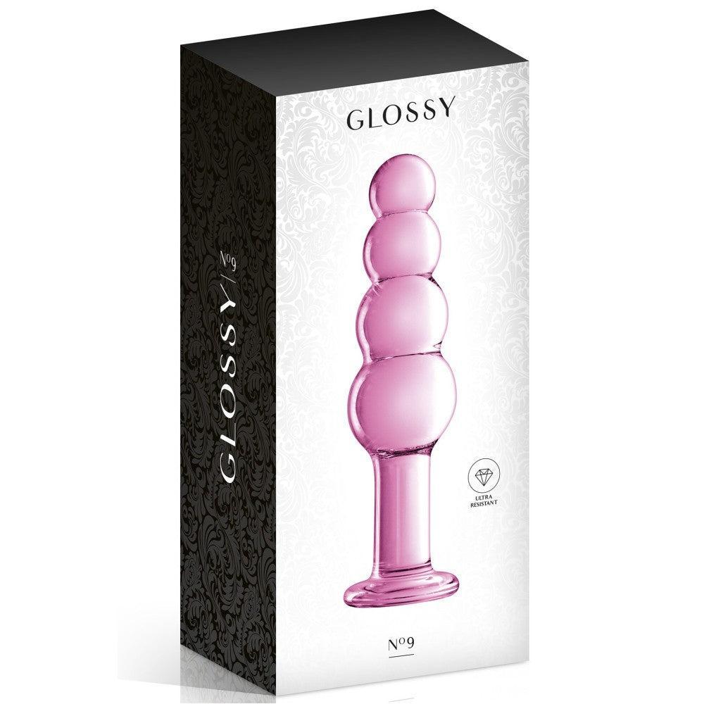 Glossy #9 Beaded Glass Dildo Pink