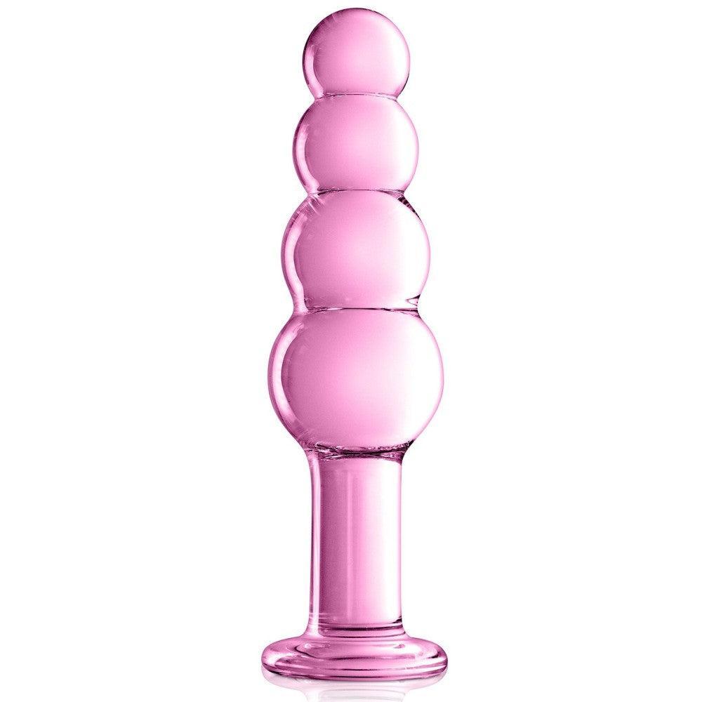 Glossy #9 Beaded Glass Dildo Pink