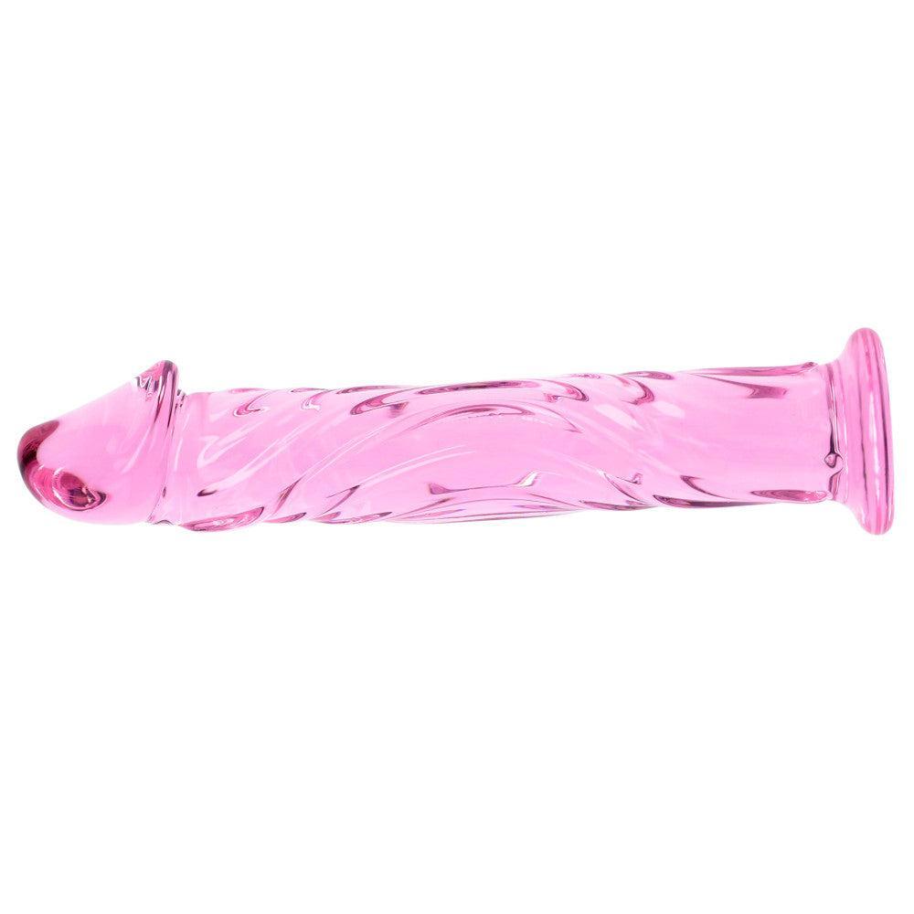 Glass dildo with embossed Glossy #4 pink
