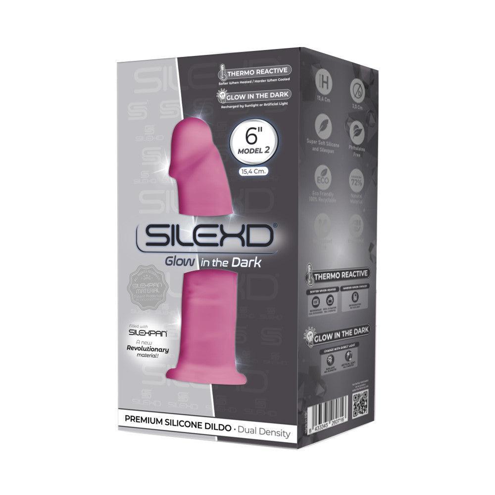 Glow In The Dark SilexD 6" Double Layer Dildo Pink