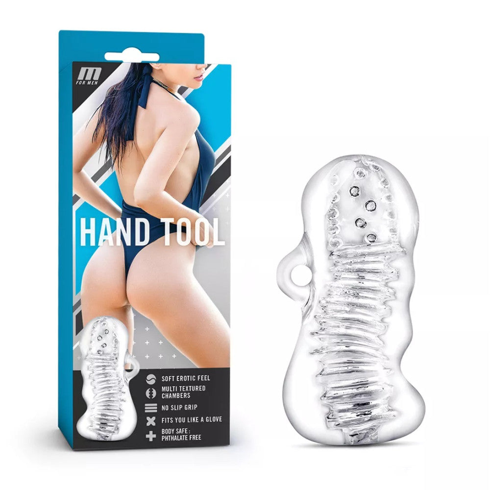Hand Tool Stretchy Male Masturbator Transparent