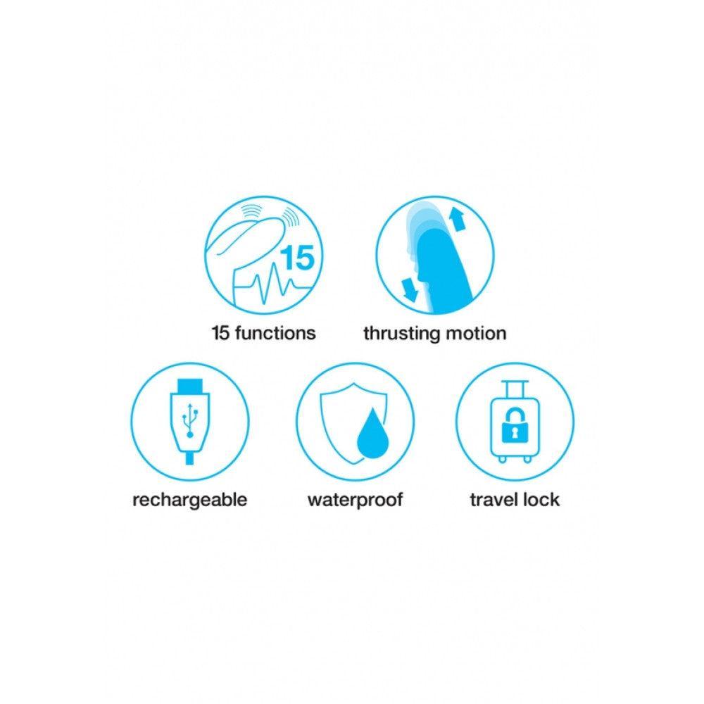 Happy Rabbit Rechargeable Silicone Thrusting Rabbit Vibrator Pink